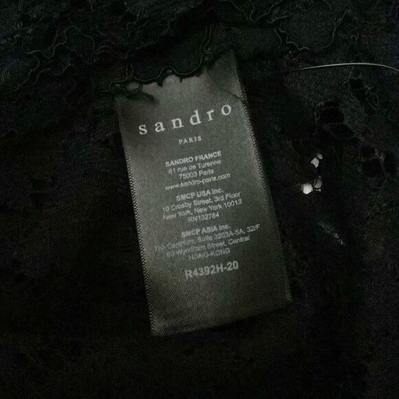 Sandro Paris Raoule Black Lace Tie Neck Cocktail Dress 3 40 L - Picture 8 of 12